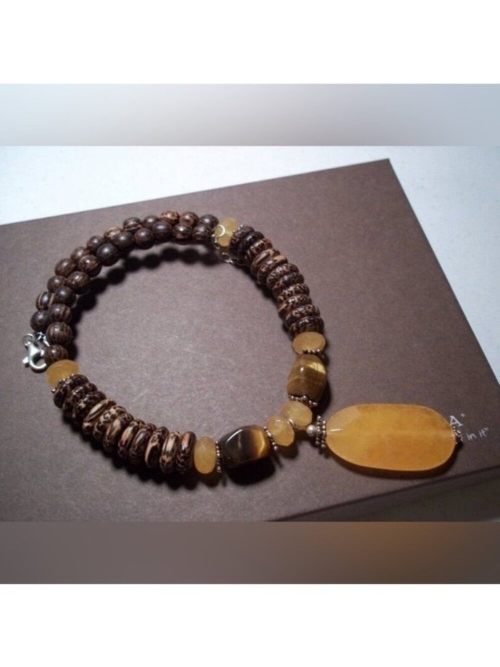 Silpada Honey Jade Tigers Eye Sterling Retired Necklace - Picture 4 of 8